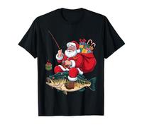 Santa Riding Bass Funny Fishing Christmas Camiseta