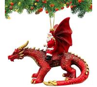 Santa Riding Dragon Ornament - 3D Resin Christmas Decor, Hanging Pendant