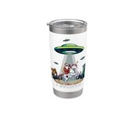 Santa Riding Unicorn Bigfoot Dino UFO Christmas Kids Boys Vaso térmico de acero inoxidable de doble pared