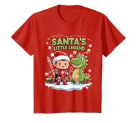 Santa’s Little Legend Cute Christmas Knight and Dinosaur Camiseta