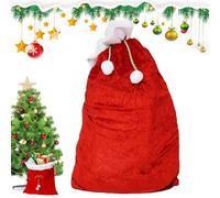 Santa Sack - 27.6x19.7 Inch Christmas Treat Drawstring Storage Pouch for Holiday | Reusable Fabric with Easy Pull Cord, Festive Candy Bag for Party Favors Stocking Stuffers Family Gatherings Off