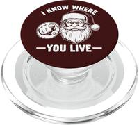 Santa sarcástico I Know Where You Live Funny Xmas PopSockets PopGrip para MagSafe
