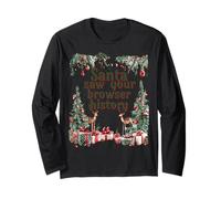 Santa Saw Your Browser History Funny Christmas tee Manga Larga