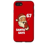 Santa Says Six Seven Funny 67 Meme Christmas Vintage Holiday Carcasa para iPhone SE (2020) / 7/8