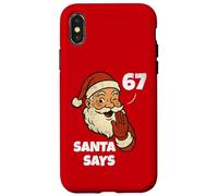 Santa Says Six Seven Funny 67 Meme Christmas Vintage Holiday Carcasa para iPhone X/XS