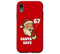 Santa Says Six Seven Funny 67 Meme Christmas Vintage Holiday Carcasa para iPhone XR