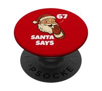 Santa Says Six Seven Funny 67 Meme Christmas Vintage Holiday PopSockets PopGrip Adhesivo