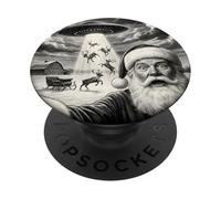 Santa Selfie con Alien UFO Divertido Reno Hombres Mujeres Niños PopSockets PopGrip Adhesivo