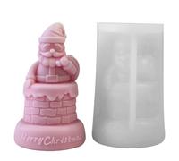 Santa Silicone Mold, Christmas Seasonal Decor Mold, Santa Resin Casting Mold Decor, Standing On The Chimney Christmas Santa Candle Mold For Candle Making