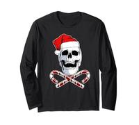 Santa Skull and Crossbones Metal Navidad Manga Larga