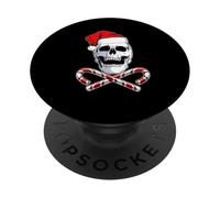 Santa Skull and Crossbones Metal Navidad PopSockets PopGrip Adhesivo