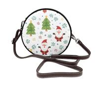 Santa Snowflakes - Bolso cruzado redondo para mujer, diseño de árbol de Navidad, piel vegana, bolso de hombro con correa ajustable