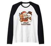 Santa Snowman Reno Merry Moments Art Camiseta Manga Raglan