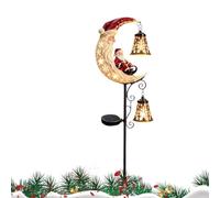 Santa Solar Lights Outdoor Christmas Resin LED Moon Lights with Lantern