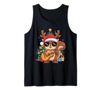 Santa Squirrel Playing Guitar Santa Hat Christmas Outdoor Camiseta sin Mangas
