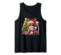 Santa Squirrel Playing Video Games Xmas Santa Hat Christmas Camiseta sin Mangas