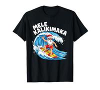 Santa Surfeando en Mele Kalikimaka Hawaiian Christmas Camiseta