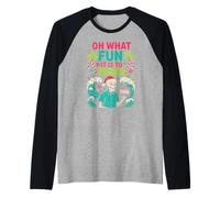 Santa Teacher Oh What Fun To Enseñar La Escuela De Navidad para Mujeres Camiseta Manga Raglan