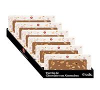 Santa Teresa - 6 tabletas de Turrón de Almendra y Chocolate - Corazón de almendras enteras con una deliciosa cobertura de chocolate con leche.