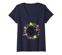 Santa Teresa de Calcuta Cita Refranes religiosos Camiseta Cuello V, Mujer, Azul Marino, S