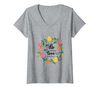 Santa Teresa de Calcuta Cita Refranes religiosos Camiseta Cuello V, Mujer, Gris Jaspeado, XXL