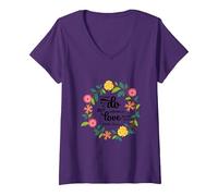 Santa Teresa de Calcuta Cita Refranes religiosos Camiseta Cuello V, Mujer, Morado, M