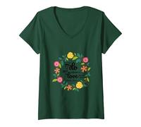 Santa Teresa de Calcuta Cita Refranes religiosos Camiseta Cuello V, Mujer, Verde Bosque, XL