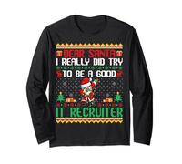 Santa Try to Be a Good IT Recruiter - Funny Christmas Manga Larga