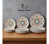 SANTA | Vajilla Completa 12 Piezas de Cerámica Stoneware para 4 , Forma Coupe Redonda, Diseño Actual, para Microondas y Lavavajillas, Uso Diario en Hogar y Cocina