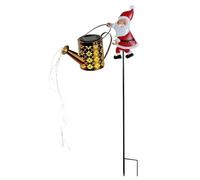 Santa Watering Can Lights, Solar LED Christmas Decor, 24 Inch Garden Pathway Lamp FOR Yard Display, Waterproof Metal Holiday Lighting with Warm White LEDs, Outdoor Landscape Ornament with Auto On Off