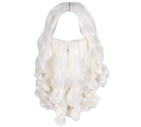 Santa Wig Barba y peluca Santa para hombres 2 PCS Barba de mago largo blanco con correa ajustable transpirable santa peluca barba falsa reutilizable para la fiesta de Navidad