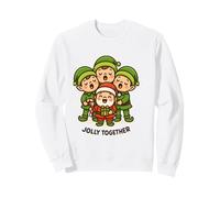 Santa y Elfos Cantando Arte navideño Retro Sudadera