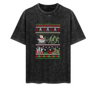 Santa Zombie Christmas Dead Walking Xmas Festive Men's T-Shirt Unisex Black Cotton Print tee Shirts XXL