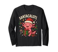 Santacalotl Santa Claus Axolotl Lovers New Year Christmas Manga Larga