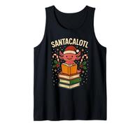 Santacalotl Santa Claus Cute Axolotl Reading Books Christmas Camiseta sin Mangas