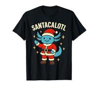 Santacalotl Santa Claus Cute Blue Axolotl New Year Christmas Camiseta