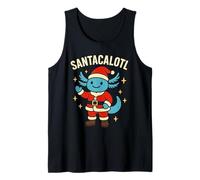 Santacalotl Santa Claus Cute Blue Axolotl New Year Christmas Camiseta sin Mangas