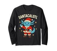 Santacalotl Santa Claus Cute Blue Axolotl New Year Christmas Manga Larga