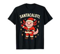 Santacalotl Santa Claus Cute Pink Axolotl New Year Christmas Camiseta