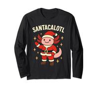 Santacalotl Santa Claus Cute Pink Axolotl New Year Christmas Manga Larga