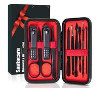 Santacare - Kit de manicura y pedicura, 10 piezas de acero inoxidable, regalo de viaje, cortaúñas para hombre, set de aseo para hombre