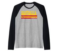 SANTAELLA Ciudad España Vintage Estética Vacaciones de Verano Camiseta Manga Raglan