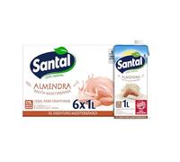 Santal - Bebida Vegetal de Almendra, Sin Azúcares Añadidos, Alternativa Vegana a la Leche, Ideal para tu Café, Ideal para Desayunar, Pack 6 x 1 Litro
