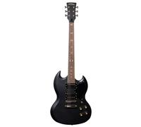 Santana Draco Standard DB - Guitarra eléctrica, modelo SG, 2 x humbuckers Hot PAF, Negro oscuro