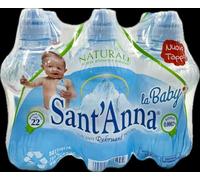 Sant'Anna - La Baby - Blister d'Acqua Minerale Naturale - Con Tappo Push&Pull per Bere più Facilmente - Confezione da 6 Bottigliette di Plastica da 0.25 Litri