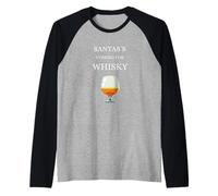 Santa's Coming for Whisky Whisky Single Malt Scotland Camiseta Manga Raglan