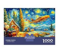 Santa's Estelar Vuelo Puzzle 1000 Piezas Desafíos Difíciles Juguetes Descomprimidos Familiar Cute Regalos Familiares para Adultos Y Niños 38x26cm/1000pcs