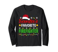 Santa's Favorite Firefighter Funny Christmas Xmas Manga Larga