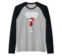 Santa's Favorite Helper Christmas Red Wine Camiseta Manga Raglan