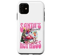Santa's Favorite Hot Mess Funny Flamingo Christmas Cocktail Carcasa para iPhone 11